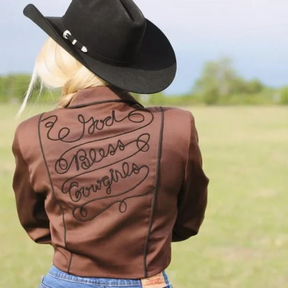 Vintage western bolero jacket -chocolate brown with black piping concho …